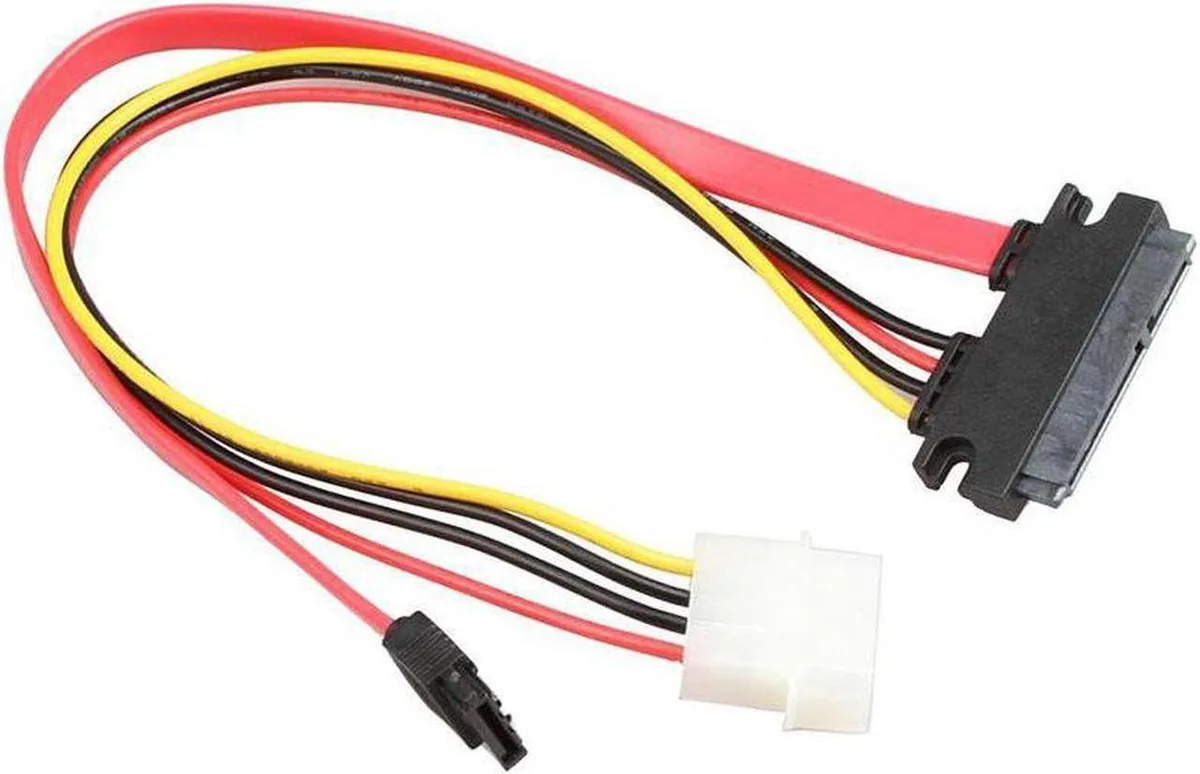 Aomoproing Aomoproing 70CM 22 Pin SATA III 6Gbps Data &amp; Power to SATA 7pin Data &amp; Molex 4pin Combo Cable Red 2pack — product photo