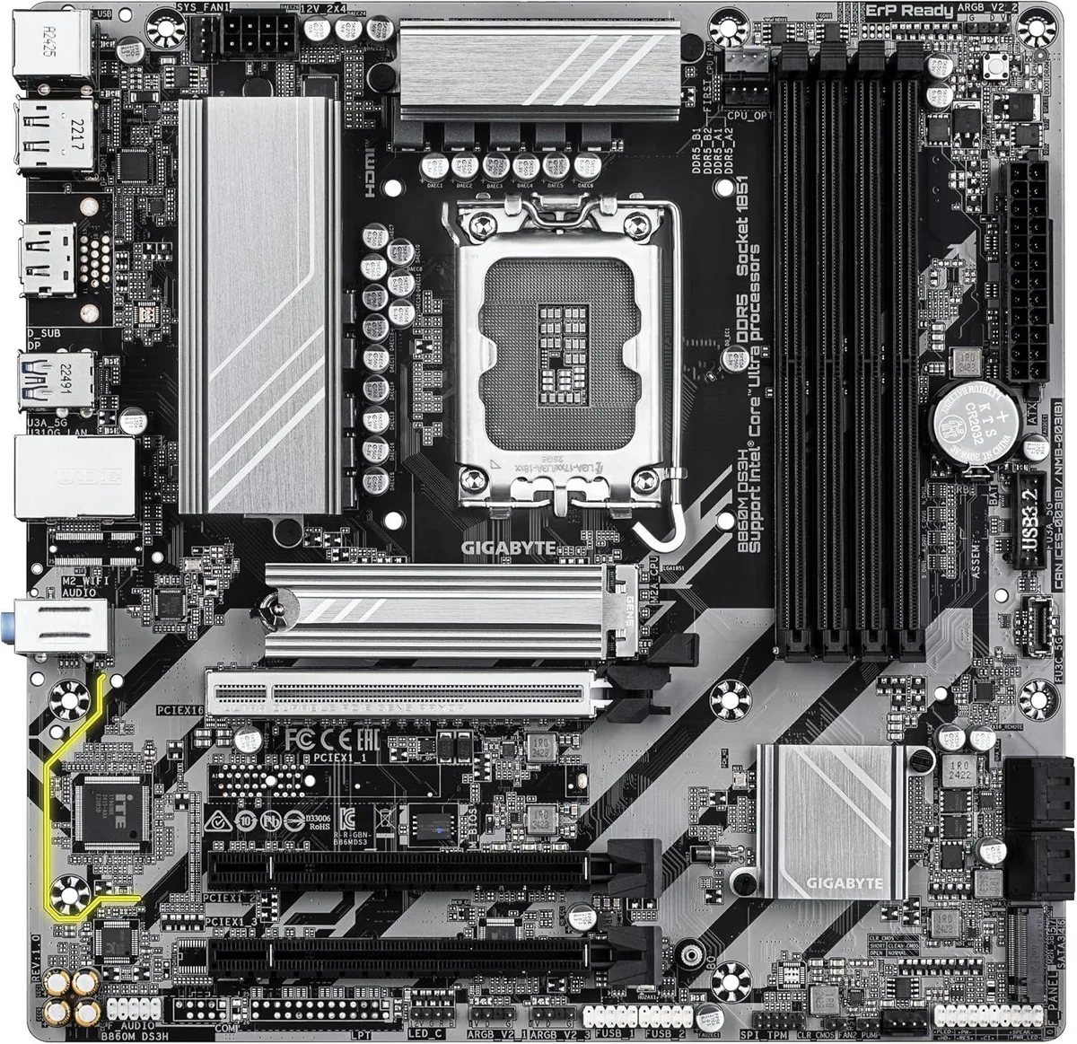 GIGABYTE GIGABYTE B860M DS3H LGA 1851 microATX DDR5 Intel motherboard — product photo