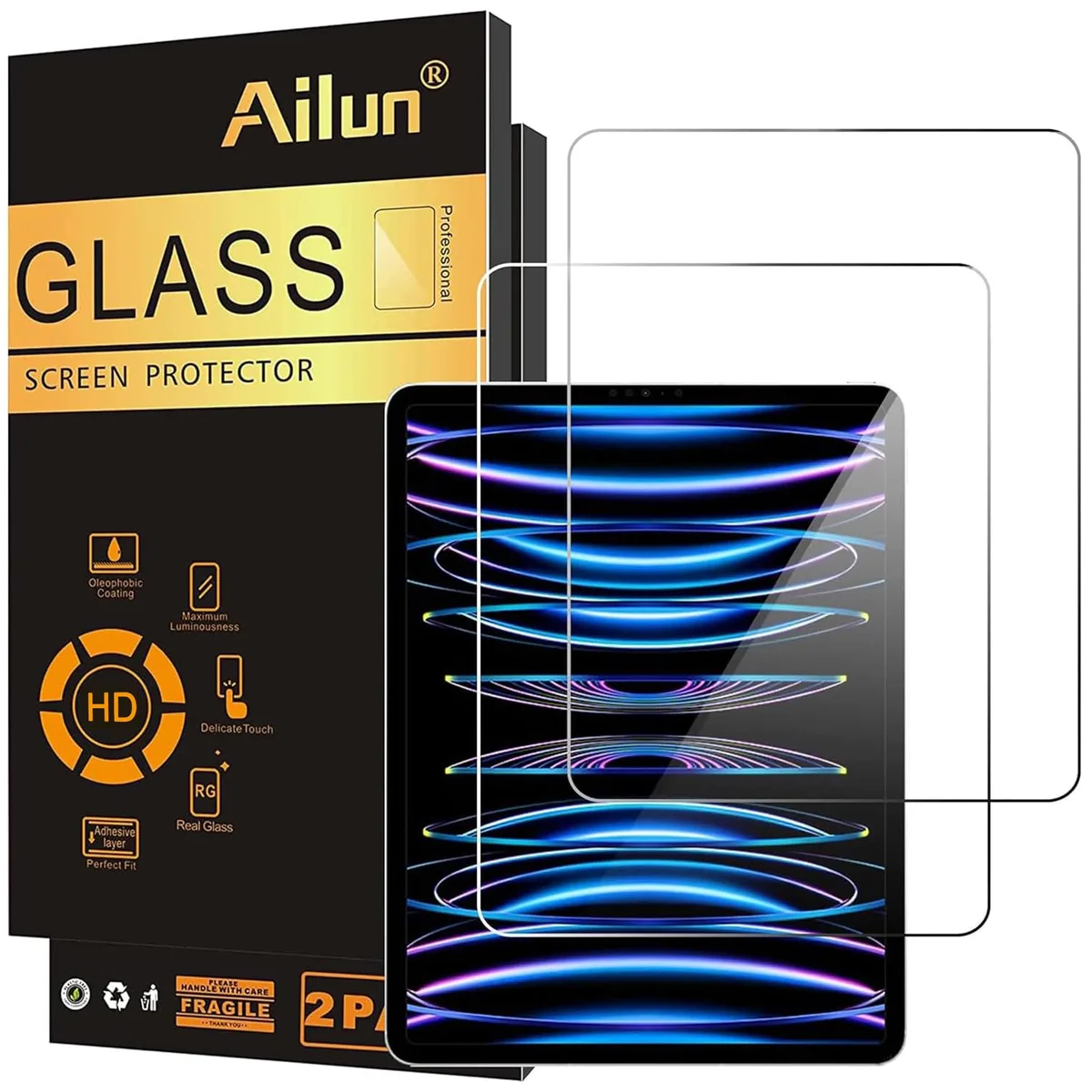 Ailun 2 Pack Tempered Glass Screen Protector for iPad Pro 11 Inch iPad Air 10.9 Inch — product photo