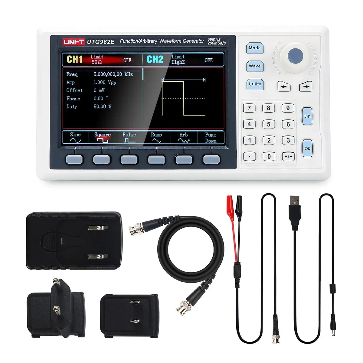 WUQ WUQ UNI-T UTG962E 60MHz 200MSa/s 14-bit arbitrary waveform generator — product photo