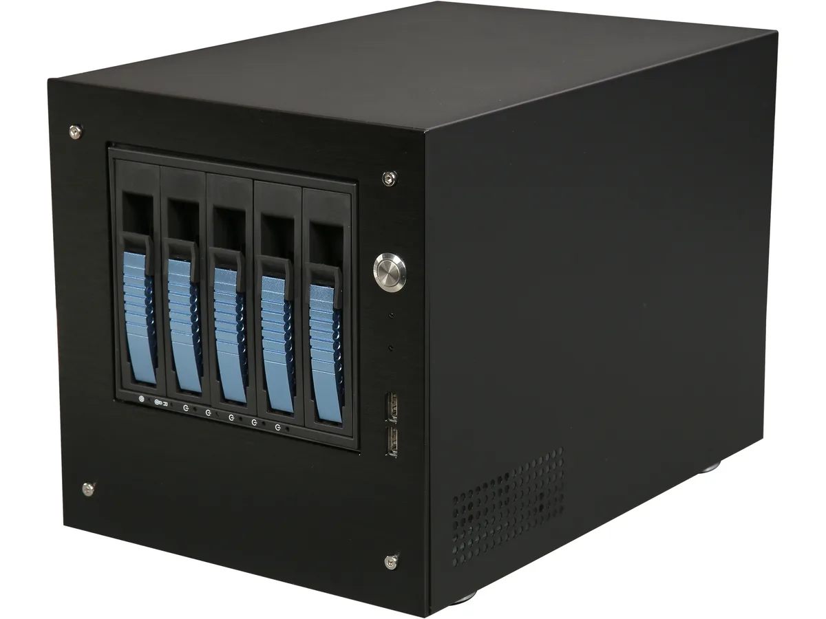 iStarUSA Inc. iStarUSA Inc. S-35-B5BL server chassis, 5 x 3.5" hotswap bays, mini-ITX, black — product photo