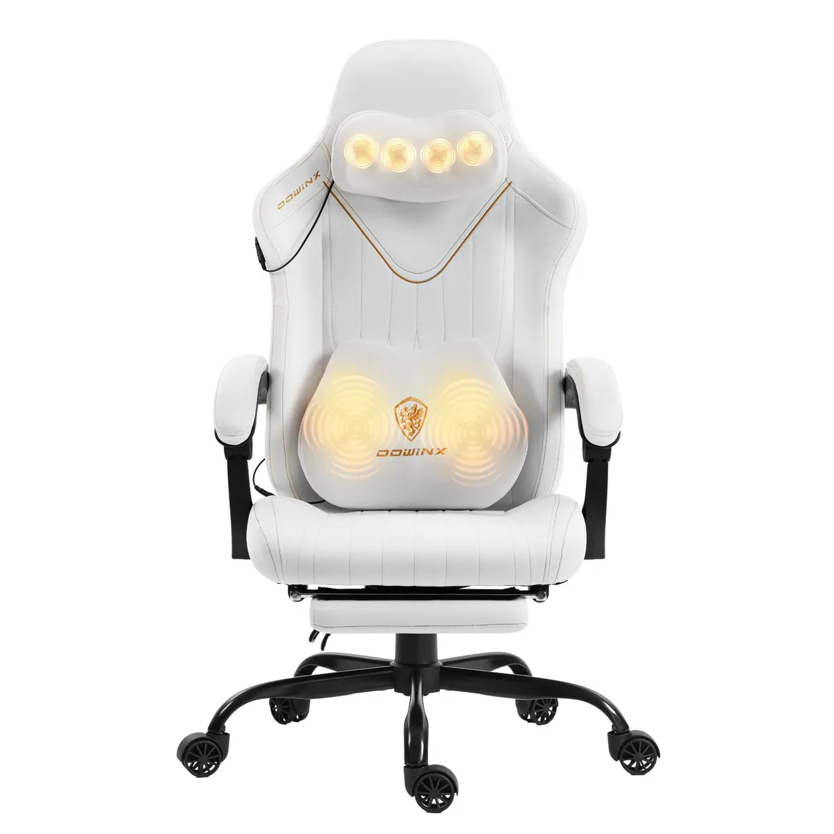 Dowinx Dowinx LS-6659A gaming chair, White, 145° recline, 300 lb, Shiatsu massage — product photo