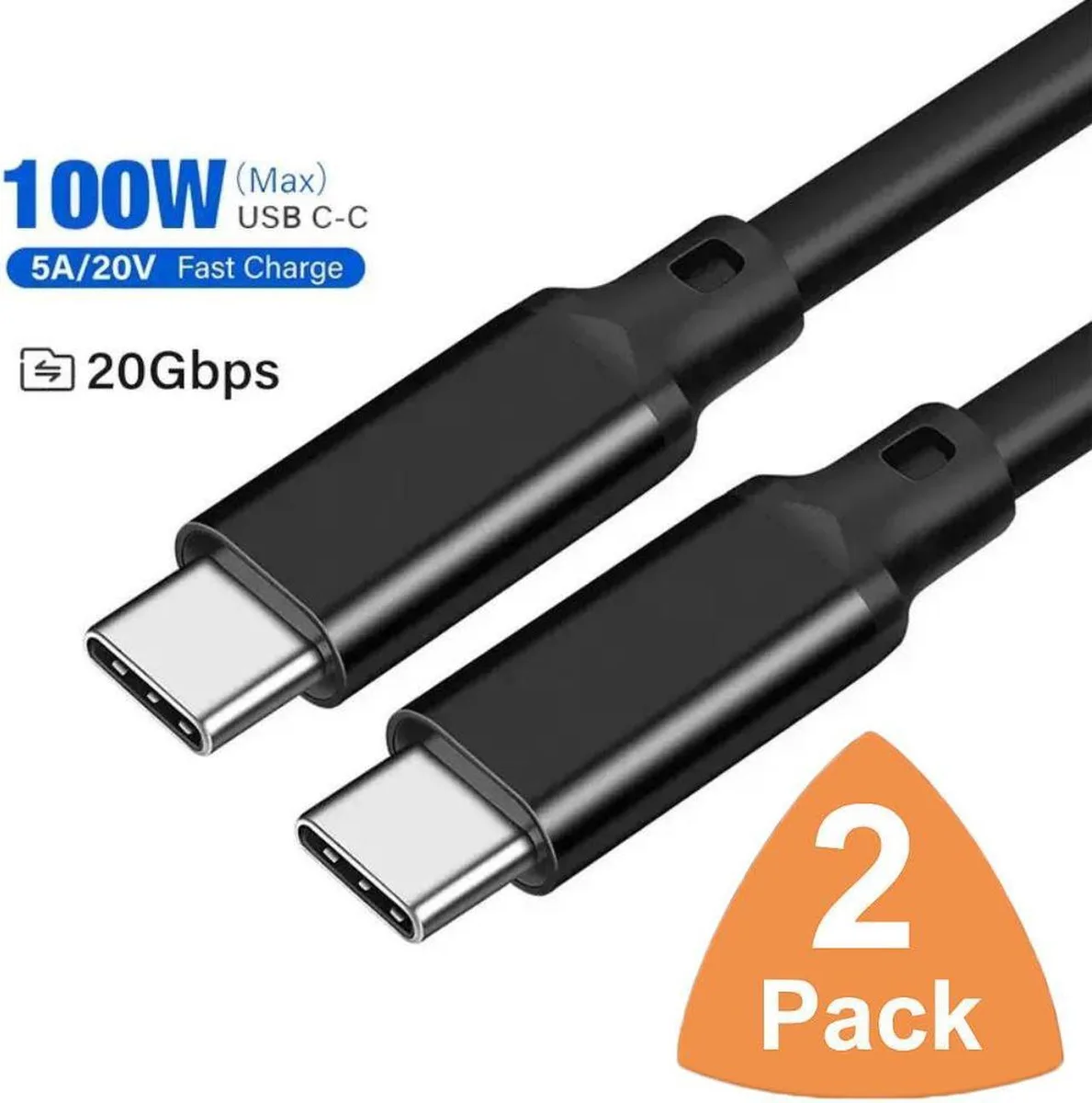 Aomoproing Aomoproing USB C to USB C Cable 2-Pack 1.6 ft Black — product photo