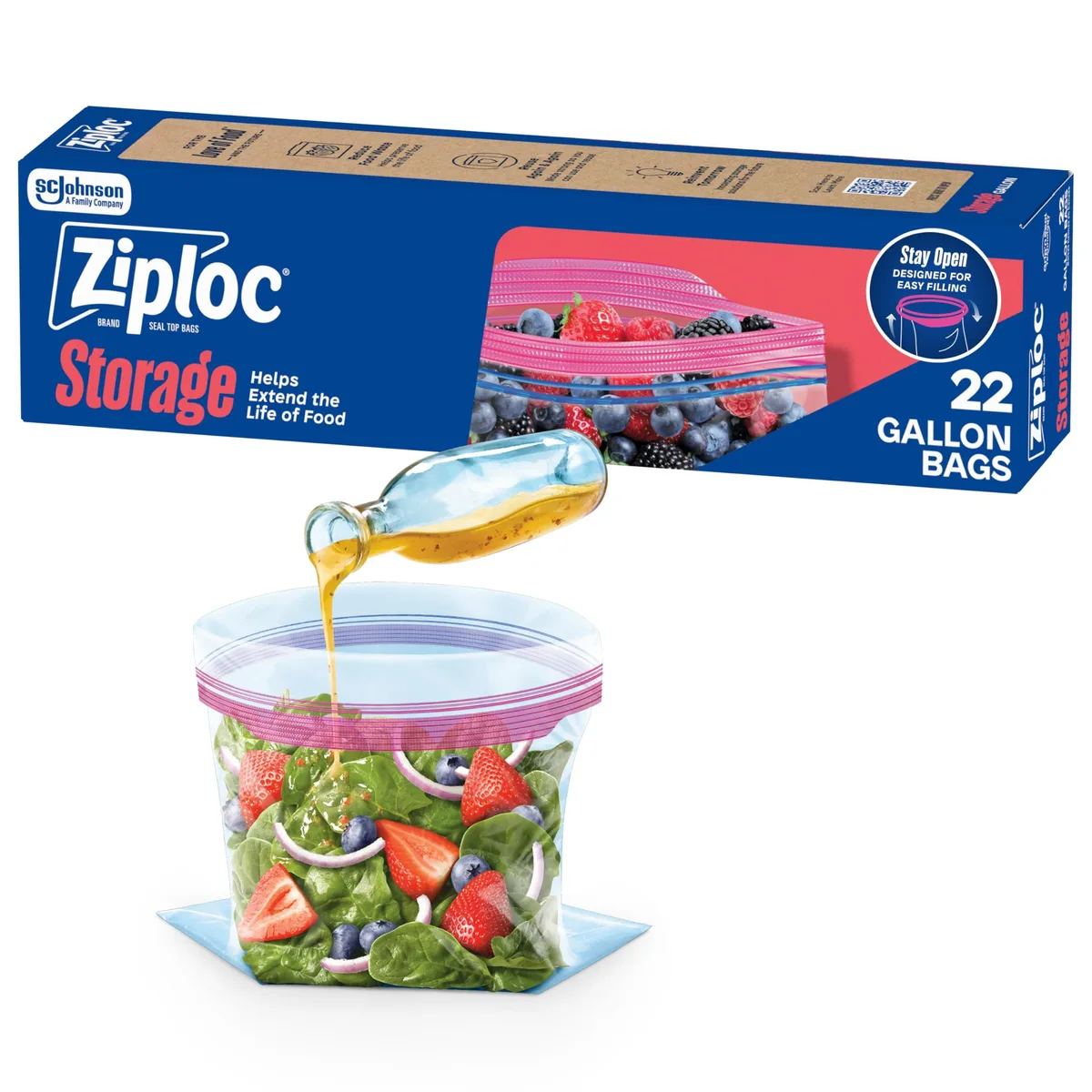 Pack of 22 beige plastic storage bags with zipper closure and stand-up bottom