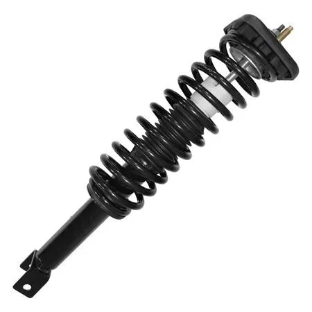 Unity 15360 rear complete strut assembly, silver metal coil spring and damper unit with top mount