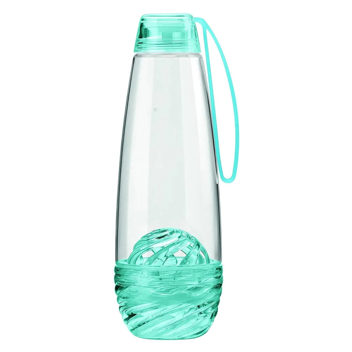 Clear blue PCTA bottle with infuser, 24 cm tall