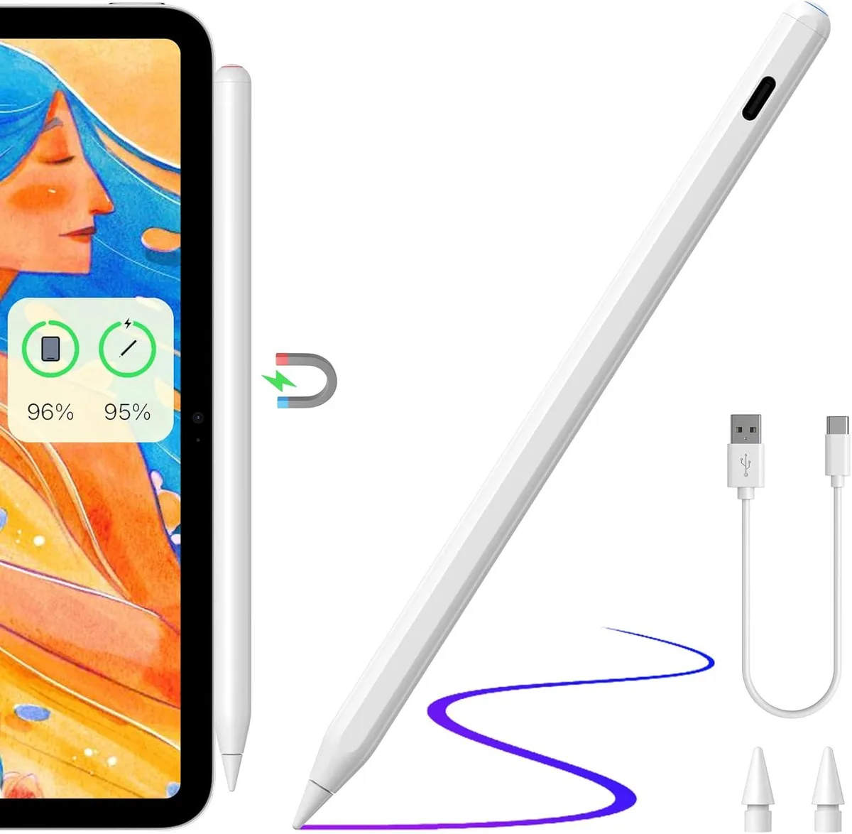 Werleo Werleo Stylus Pen White Wireless Charging iPad 10 11 12.9 13 — product photo