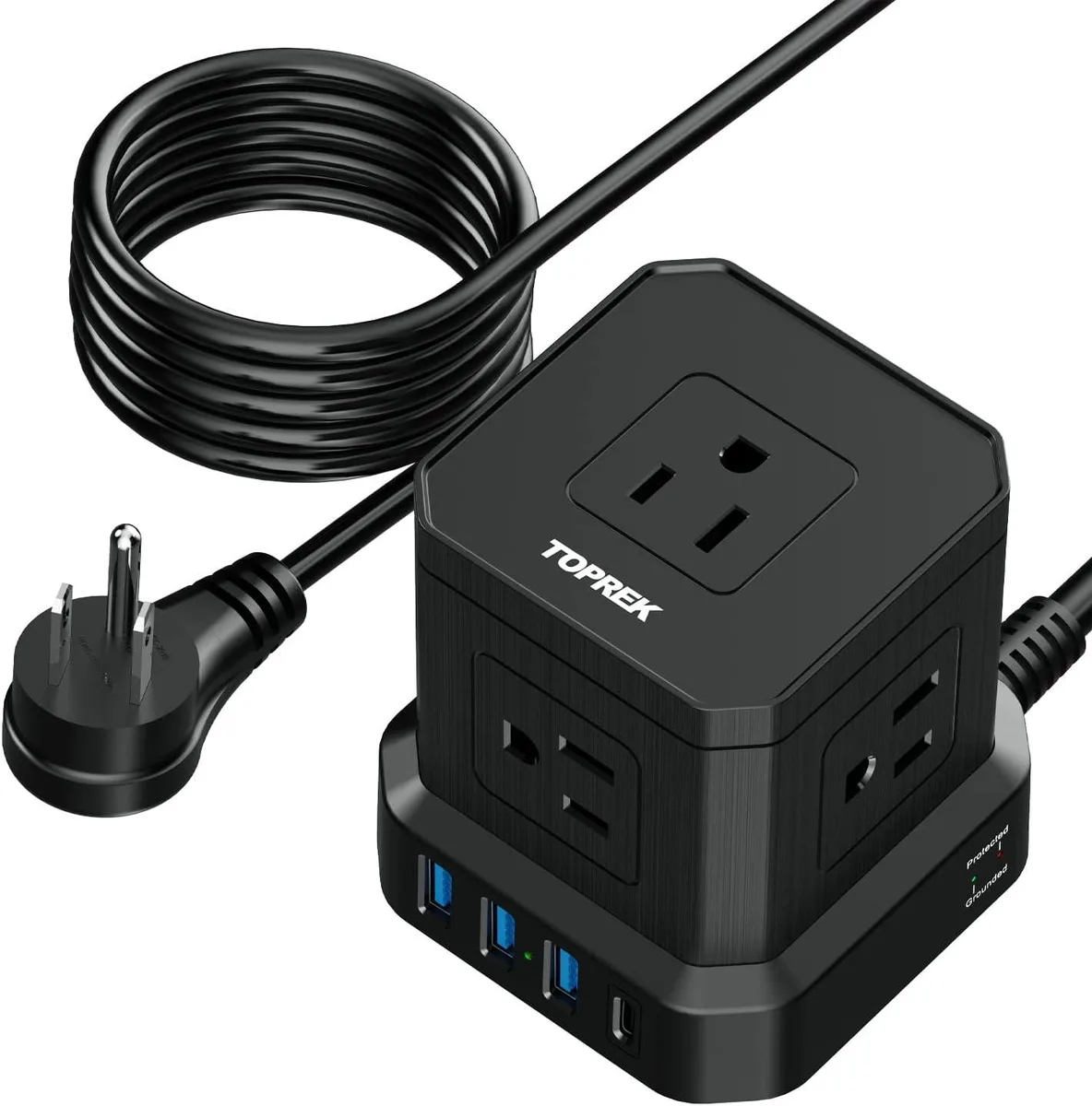 BFKK BFKK 5 AC 4 USB 10 ft 700 J surge power adapter — product photo