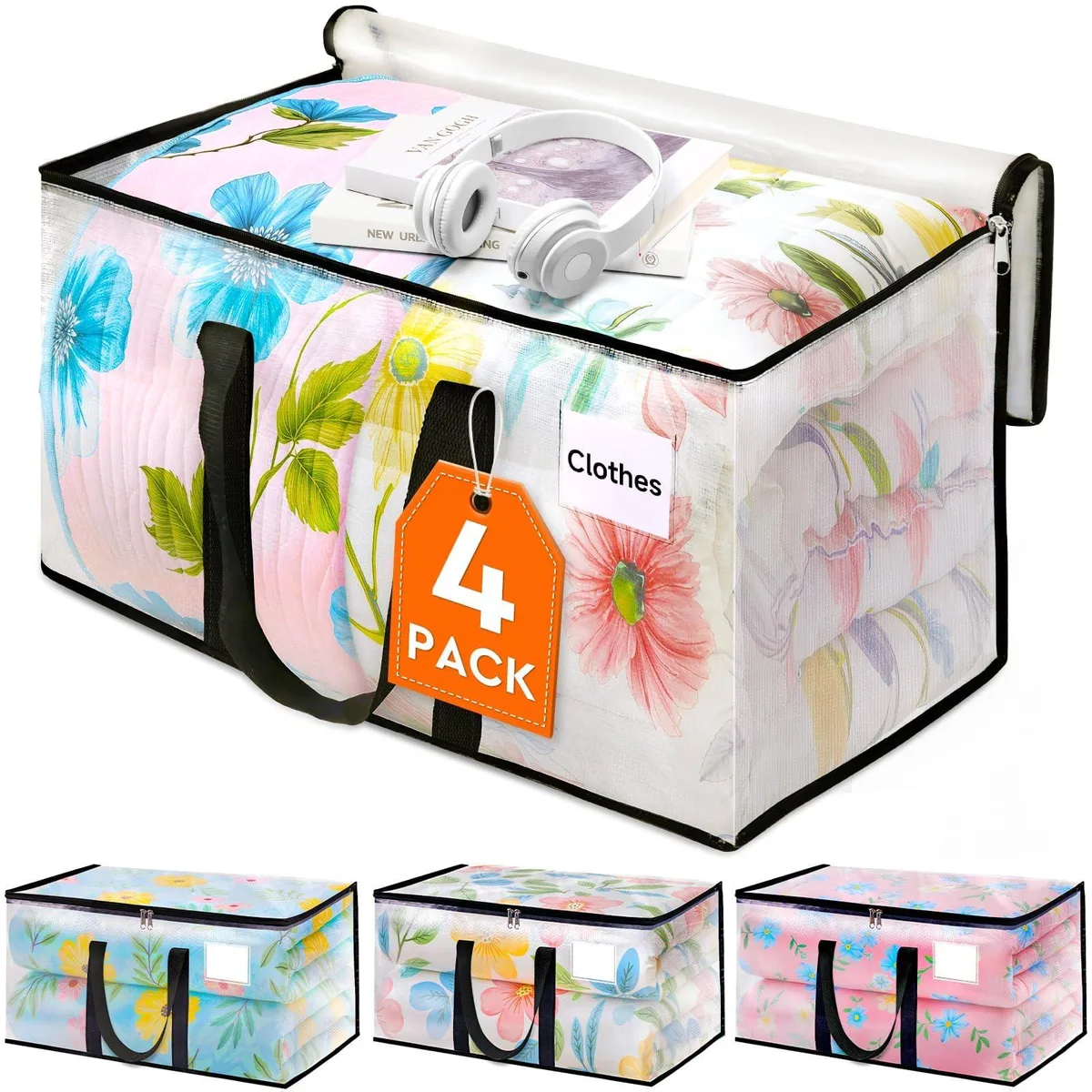  Samsill Clear Moving Bags Heavy Duty 4 Pack 93L 28.7x14.2x14in — product photo