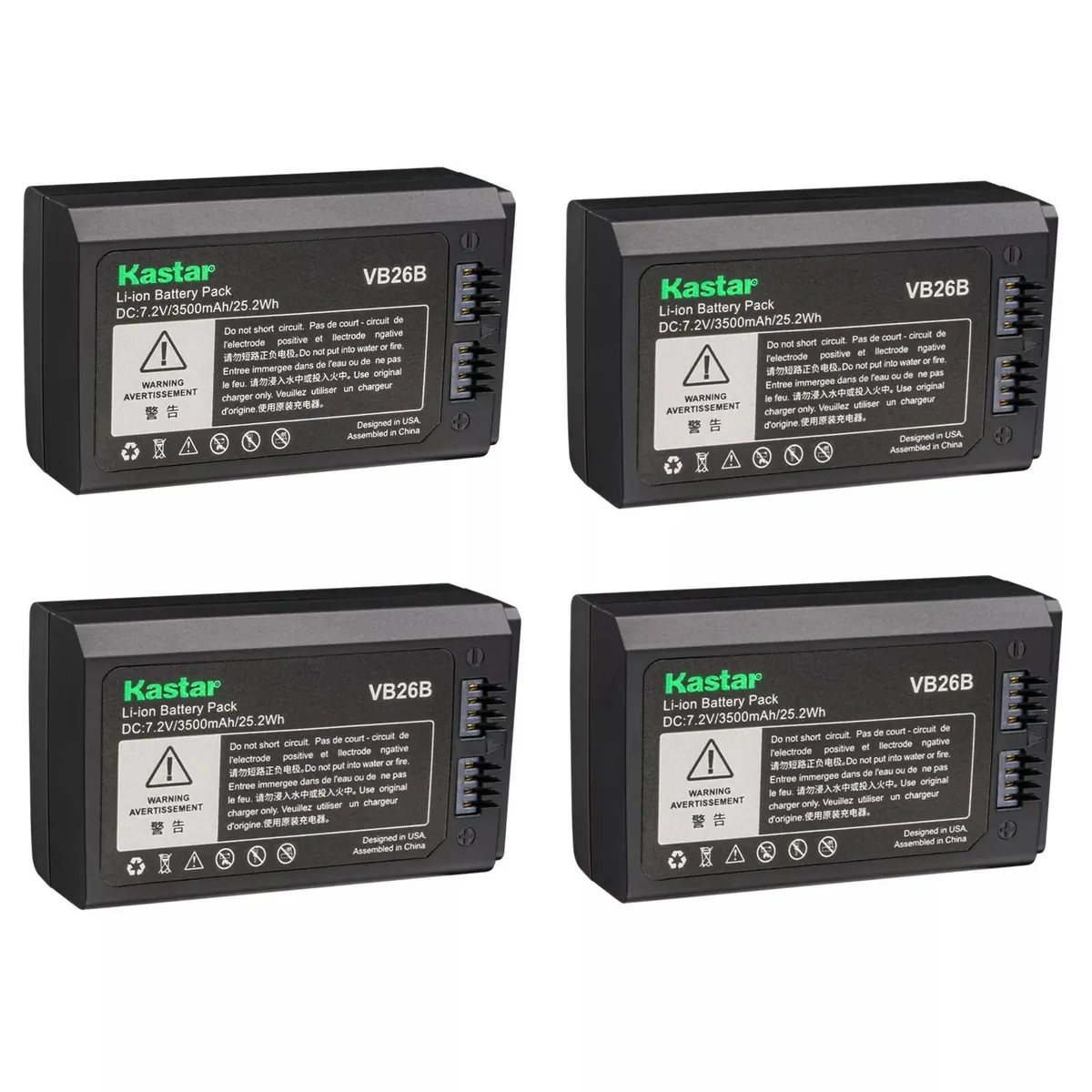Kastar Kastar VB26B 4-pack Li-ion camera battery 7.2V 3500mAh 25.2Wh — product photo
