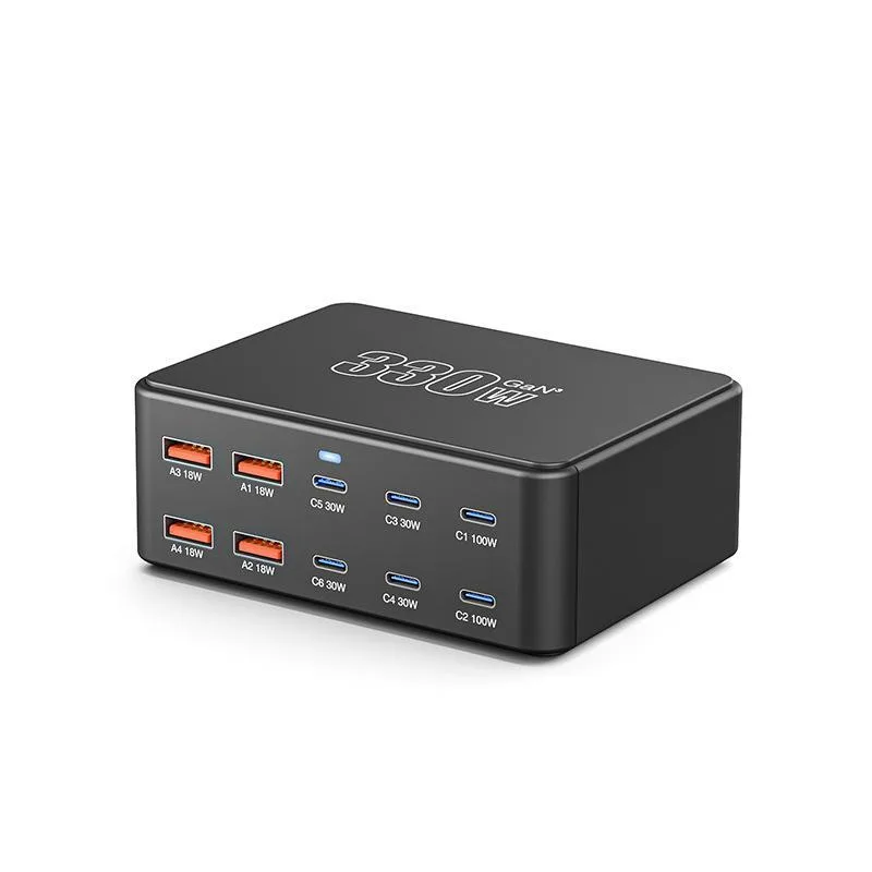 WRIARICH WRIARICH 330W 10-Port USB Charger 2×100W PD 4×30W PD 4×18W QC3.0 Black — product photo