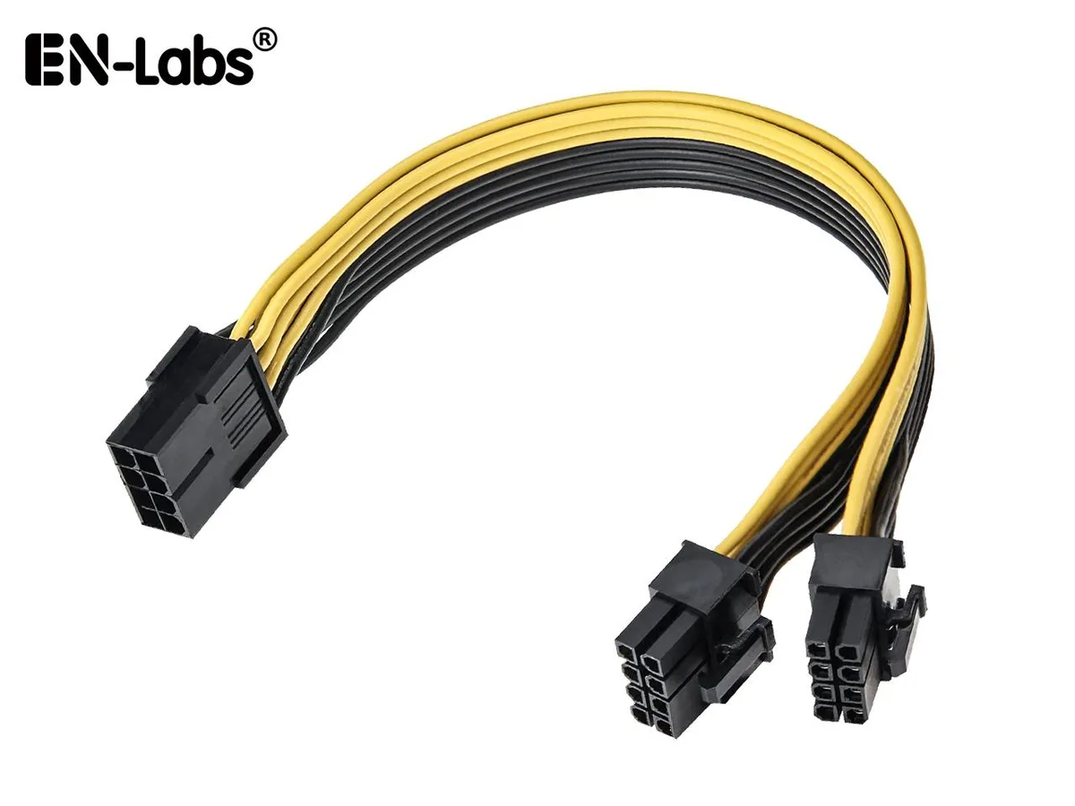 EN-Labs EN-Labs PCIE8PSPL8P20CM PCIe 8pin to 2 x 8pin(6+2) power splitter cord 8 inch — product photo
