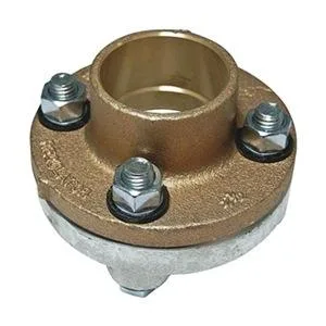 Silver zinc-plated galvanised brass dielectric flange trap with four bolt holes