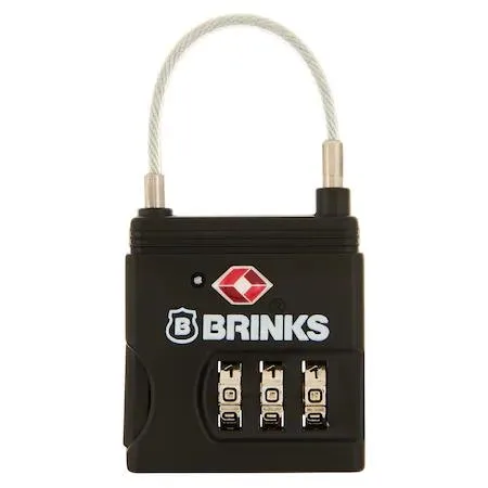 Small black zinc padlock with flexible cable shackle