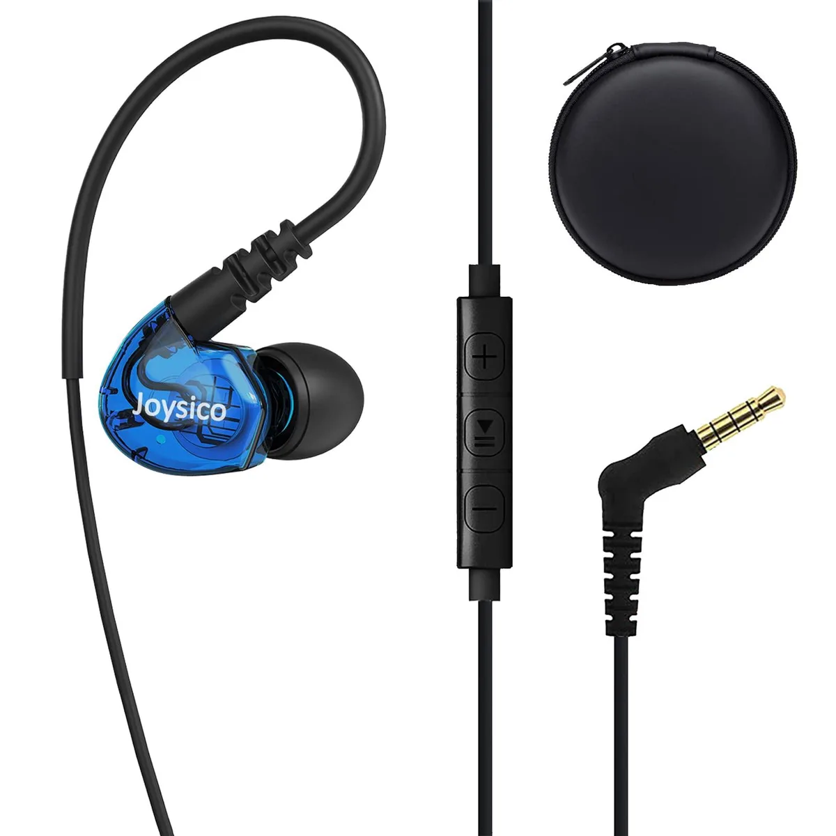 No Sew No Sew Single Earbud with Mic and Control, Right Ear Only, Blue — product photo