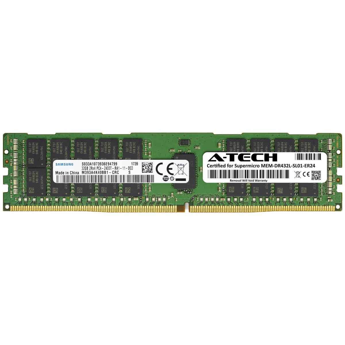 A-Tech A-Tech 32GB DDR4 2400 ECC Registered RDIMM 2Rx4 Supermicro Certified — product photo