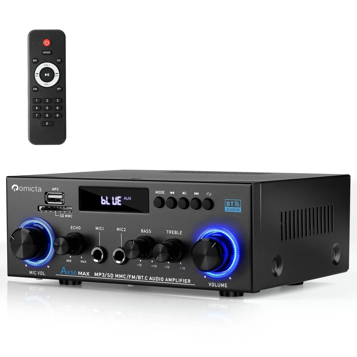  Romicta AK-50 MAX 2-Channel Car Amplifier 400W Peak Power Bluetooth 5.0 — product photo