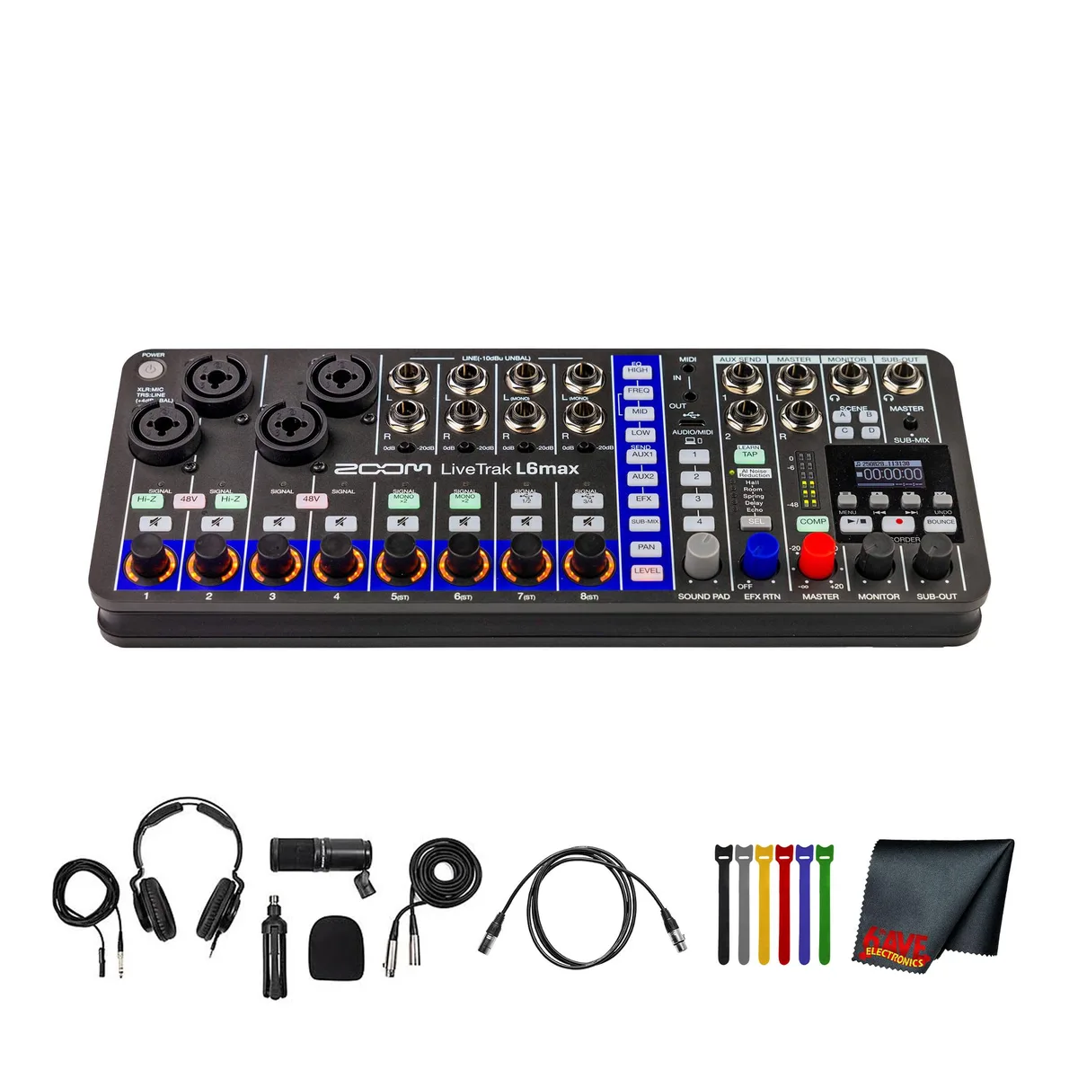 Zoom Zoom LiveTrak L6max 12-Channel Mixer & Recorder Bundle With Podcast Mic — product photo
