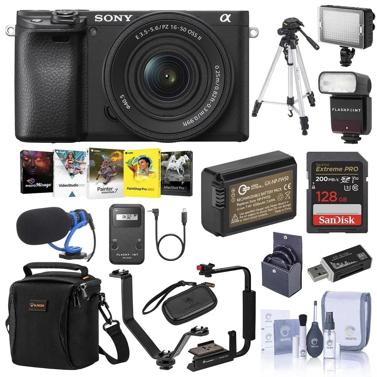 Sony Sony Alpha a6400 Compact Mirrorless Camera with E PZ 16-50mm f/3.5-5.6 OSS II Lens, Black — product photo