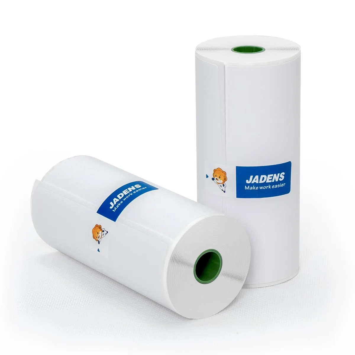 Two white thermal label rolls, smooth 4x6 inch sheets, 50 labels per roll