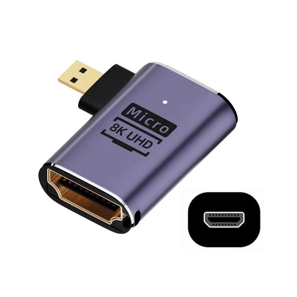 LORDWORLD LORDWORLD 8K Left Angled Micro HDMI Male to HDMI 2.1 Female Adapter — product photo