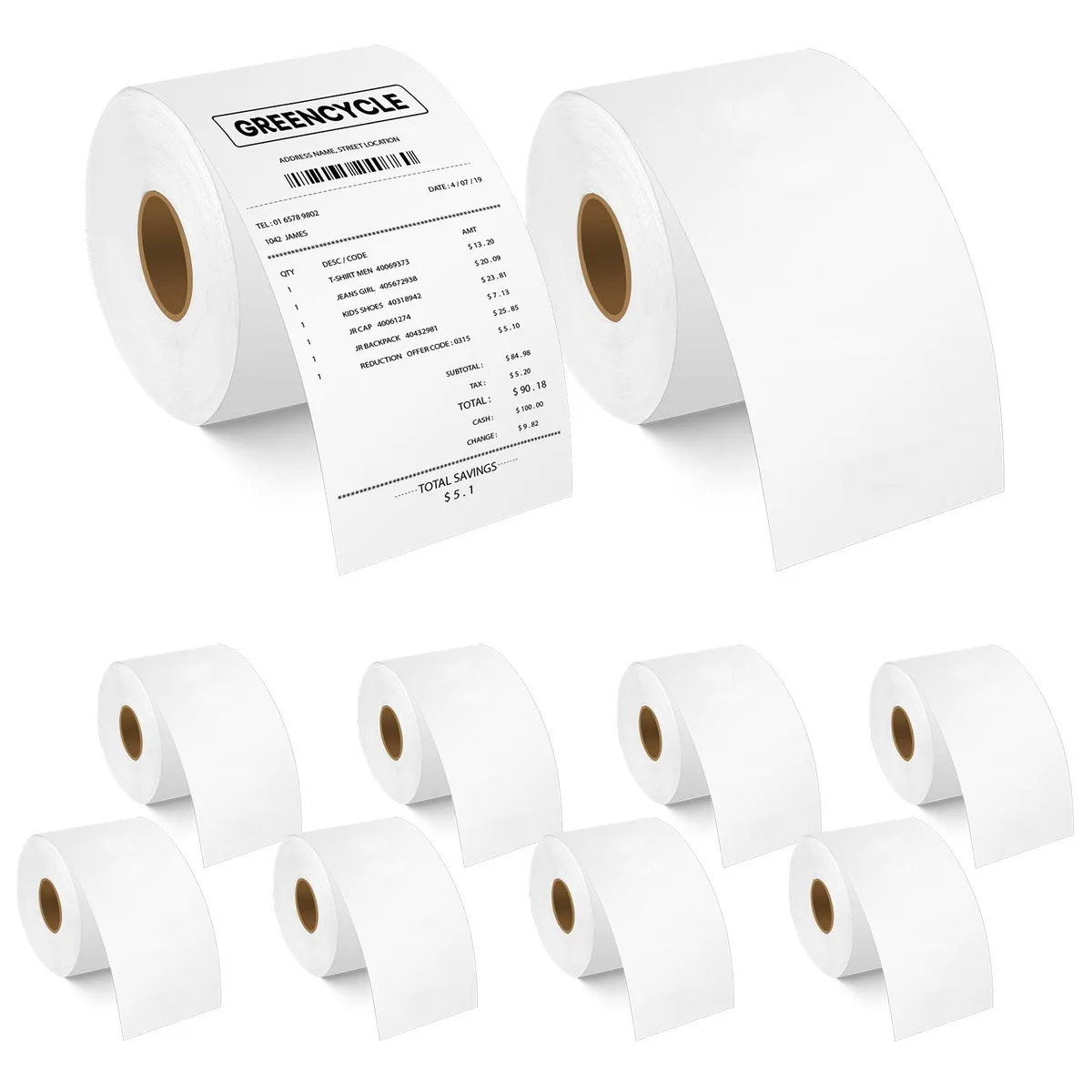 GREENCYCLE GREENCYCLE DM-30270 10 Roll 57mm x 250ft White Continuous Thermal Label — product photo