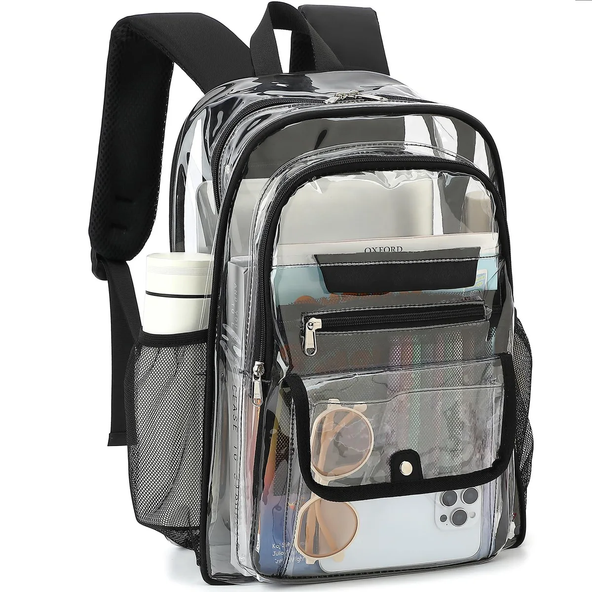 Beige polyester laptop backpack with padded straps and zip pockets