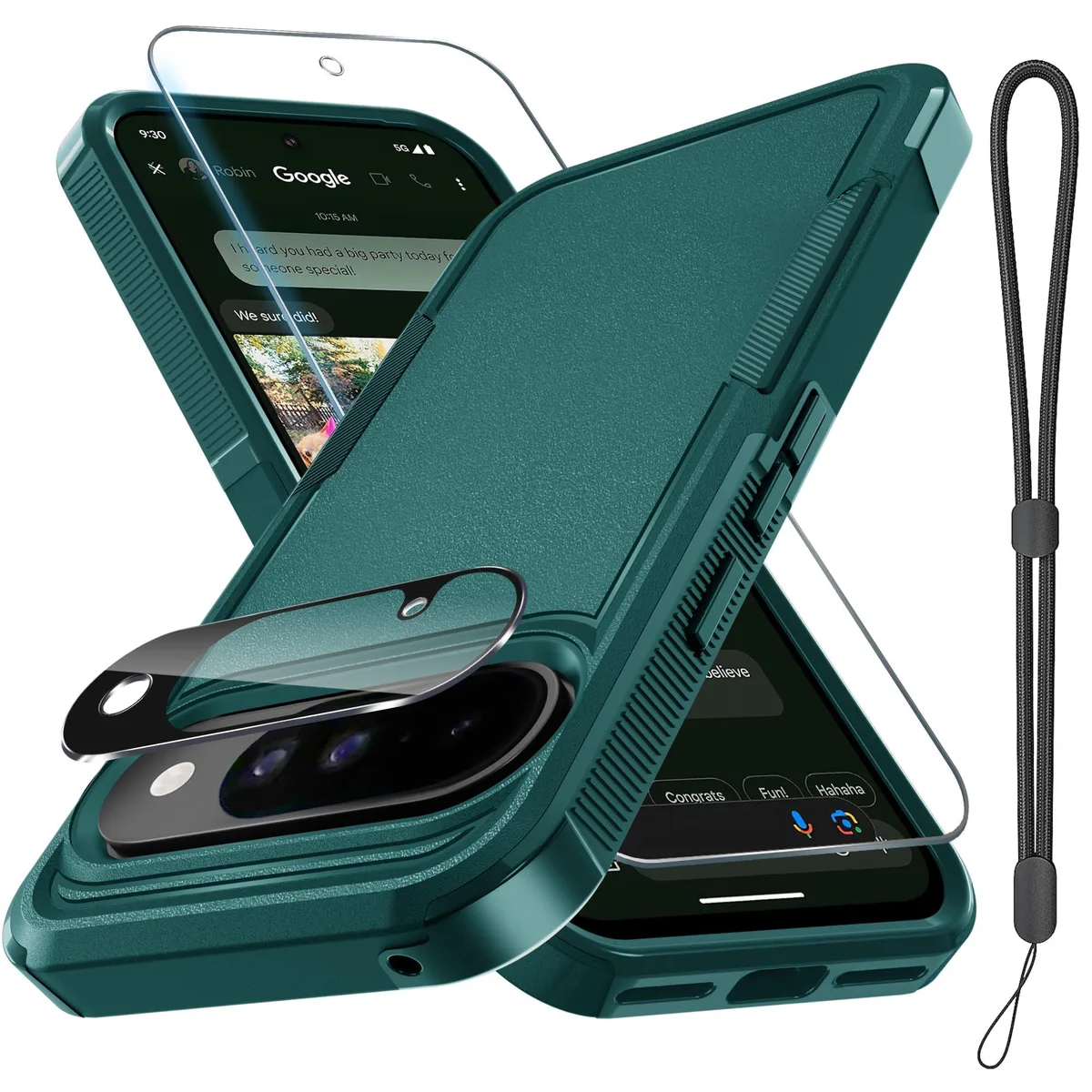  RMOCR Pixel 10/10 Pro Case Dark Green with Lanyard — product photo