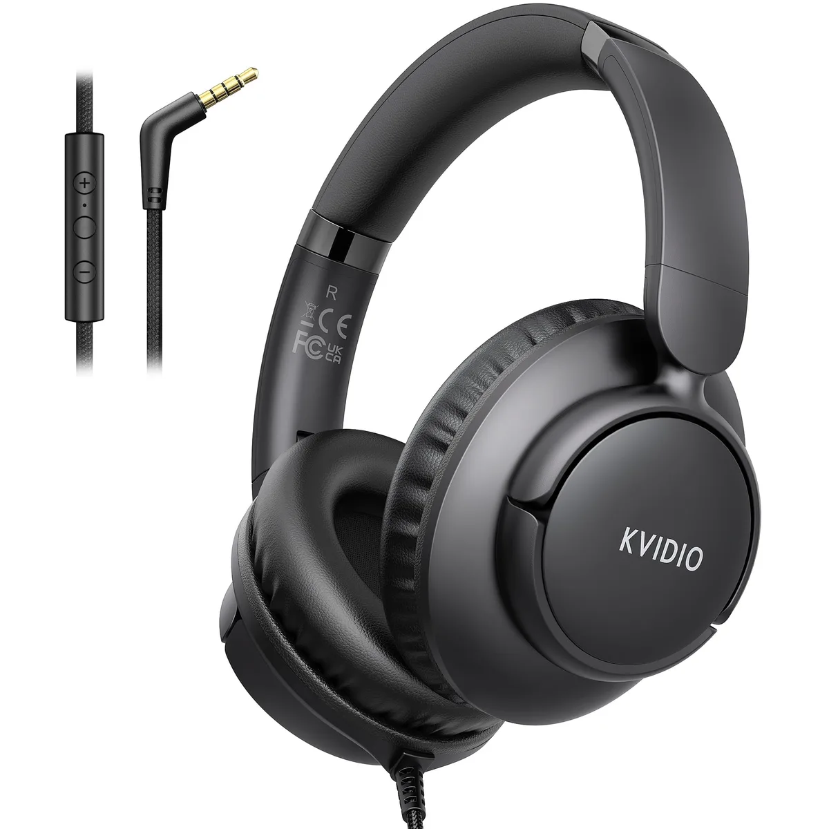  KVIDIO IVYFIT Over-Ear Wired Headphones Black 3.5mm 4.9ft — product photo