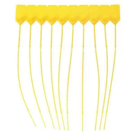 Yellow plastic pull-tight security seals, pack of 100