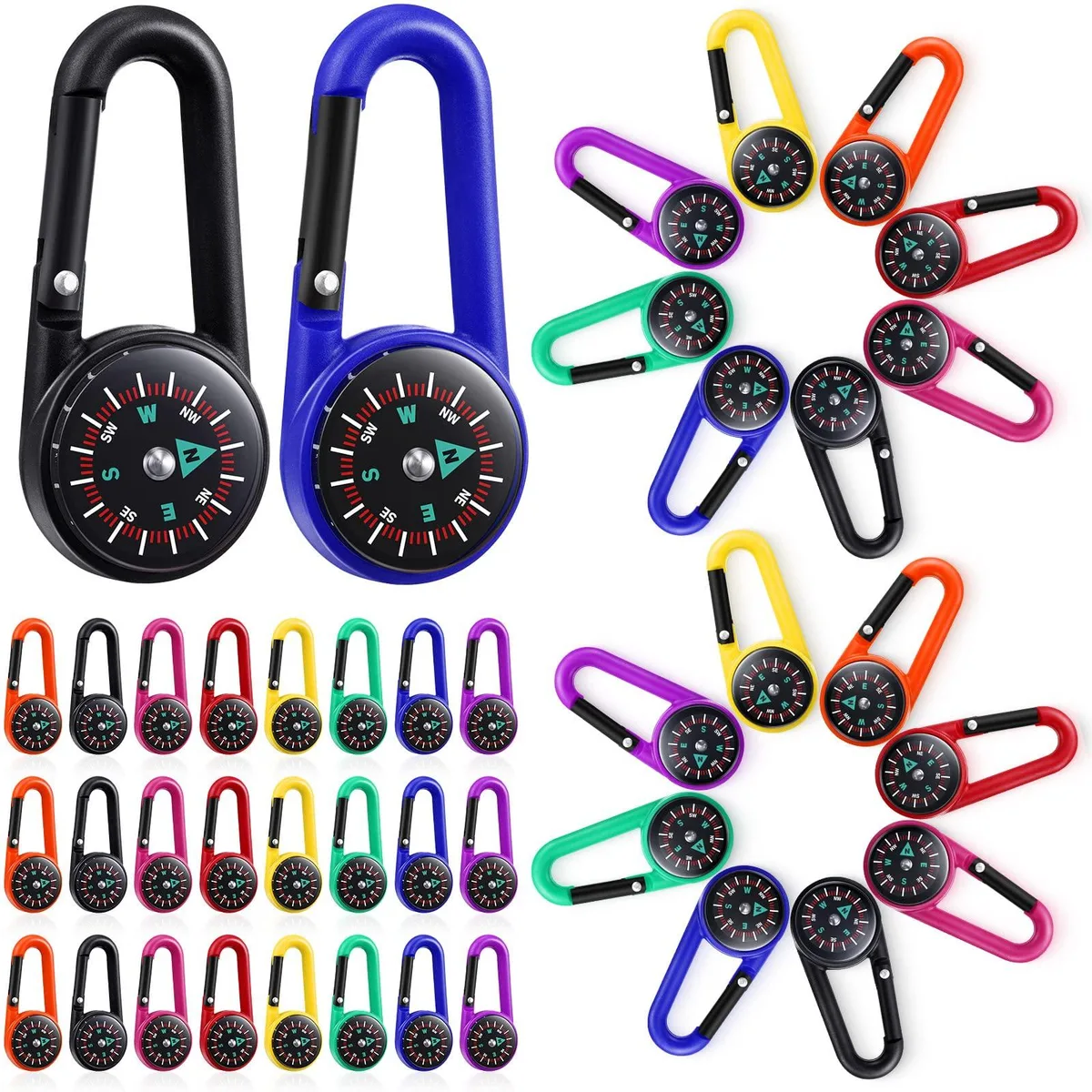  Compass Keychain 32 Pcs Multi Color 1.2 x 2.8 inches — product photo