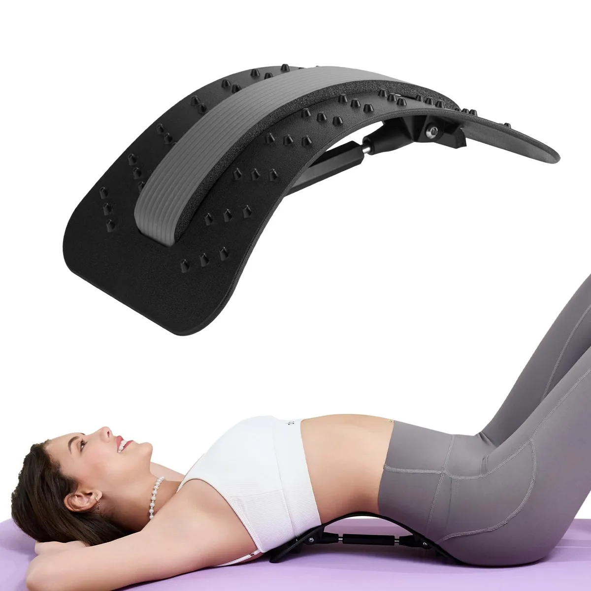 Black adjustable lumbar stretcher board with curved arch, small size, pack of ten