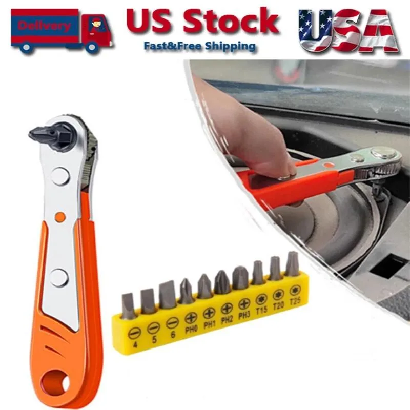 RAYBESTOS UNBRANDED RAYBESTOS UNBRANDED Ratcheting Right Angle Screwdriver 1/4in Hex 90 Degree 11pc Set — product photo