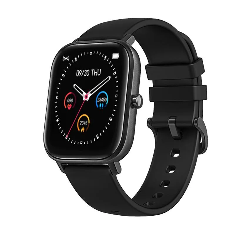 Black medium smart bracelet with aluminium alloy case and silicone sport strap