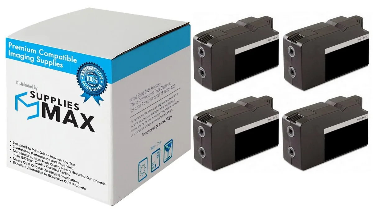 SuppliesMax SuppliesMax 14L0174_4PK Black Inkjet Cartridge 4 Pack 2500 Pages — product photo