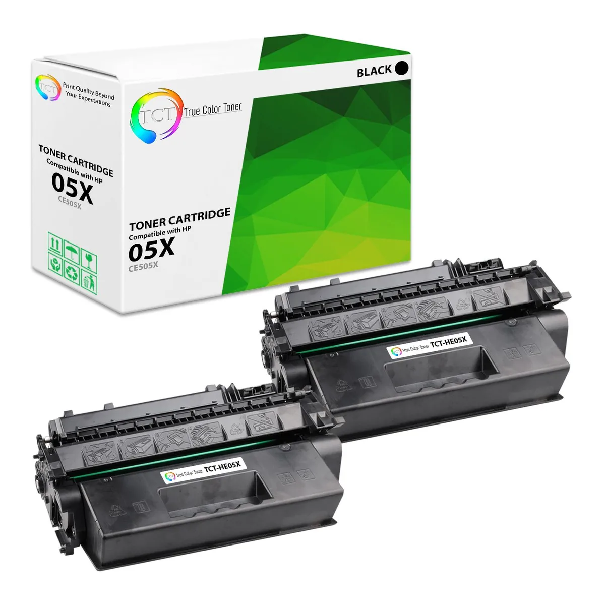 True Color Toner True Color Toner 05X CE505X Black Toner Cartridge 2 Pack 6500 Pages — product photo