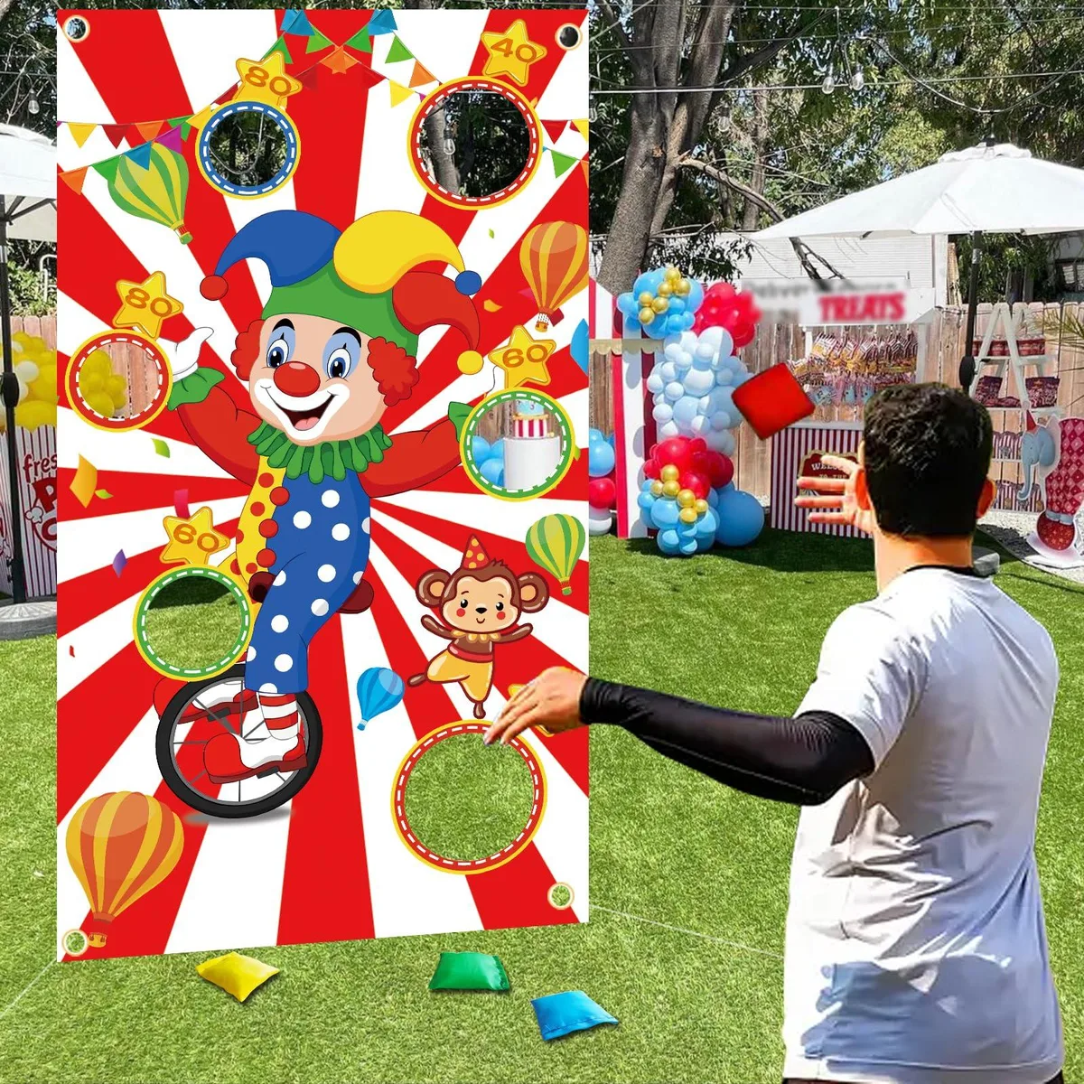  Worry Free Gadgets Carnival Toss Game Banner 135 x 75 cm 4 Bean Bags 6 Holes — product photo