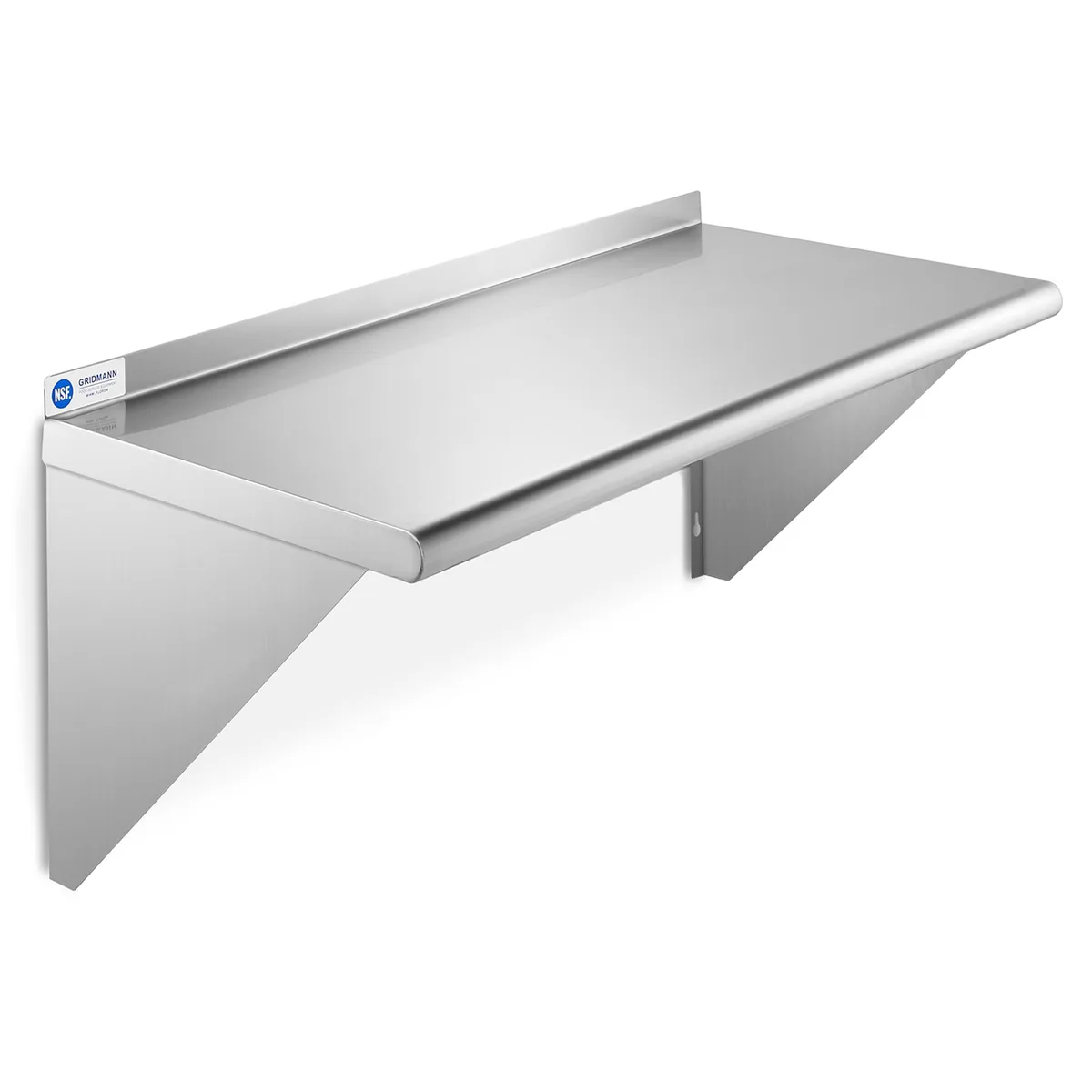 Gridmann Gridmann 14" x 24" Stainless Steel Wall Mount Shelf with Backsplash, NSF Certified 18 Gauge food service — product photo