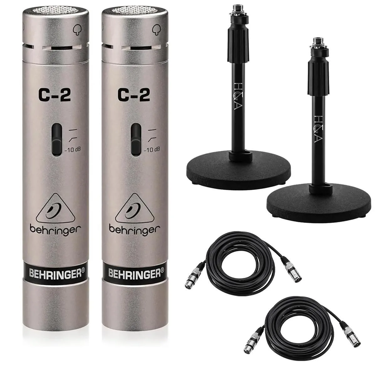 Behringer Behringer C-2 Matched Pair Bundle with 2 Stands and 2 25' XLR Cables — product photo