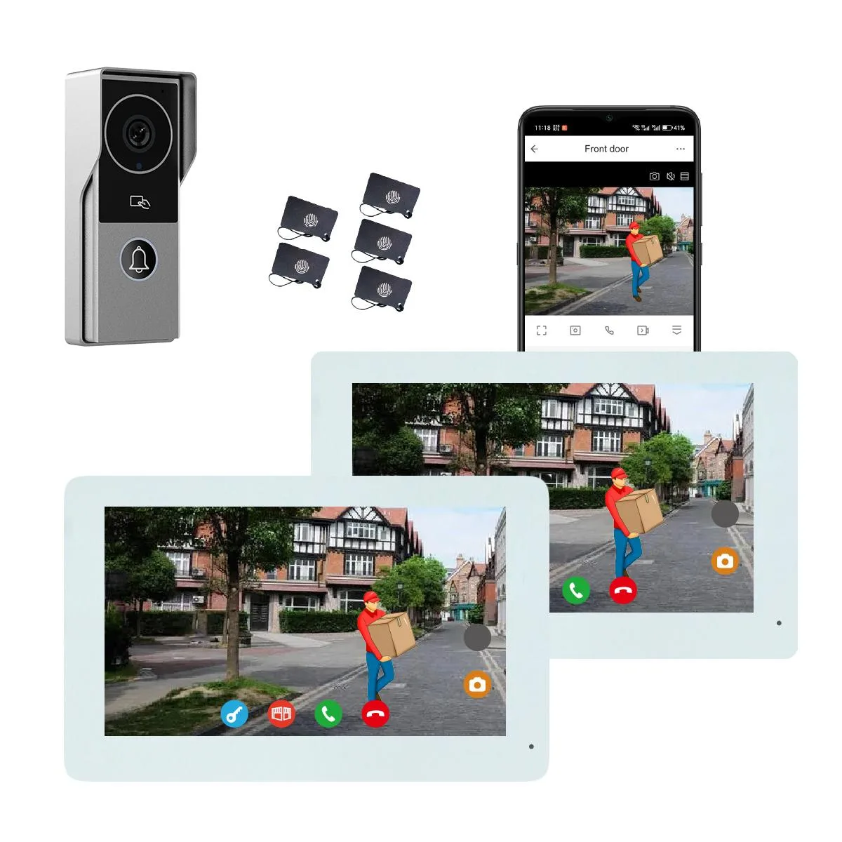 visiPower visiPower 2-pin Wired 2MP HD 7" WiFi Monitor Video Doorbell Intercom White — product photo