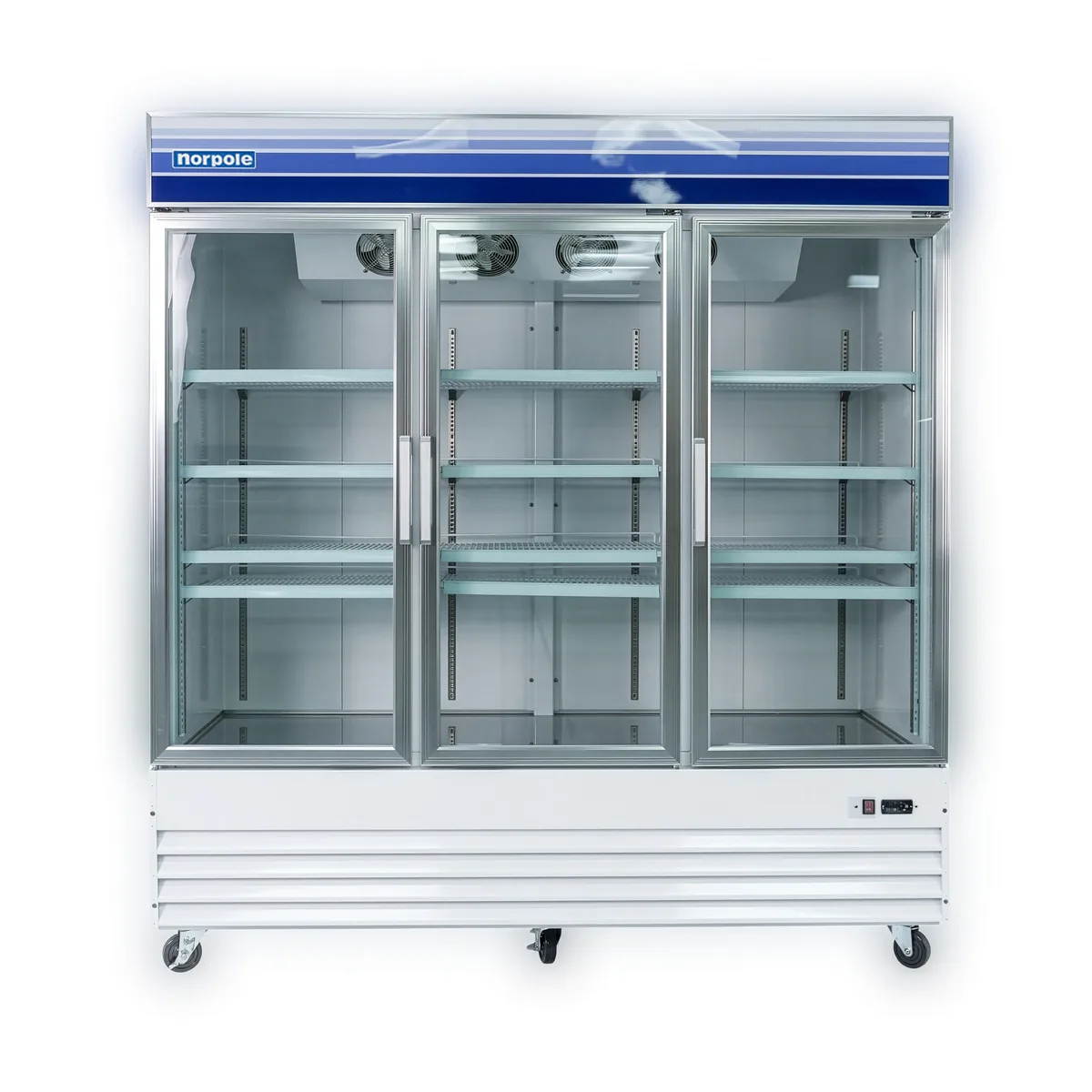 Magic Chef Magic Chef 78 in 53 cu ft 3-Door Glass Reach-In Refrigerator White — product photo