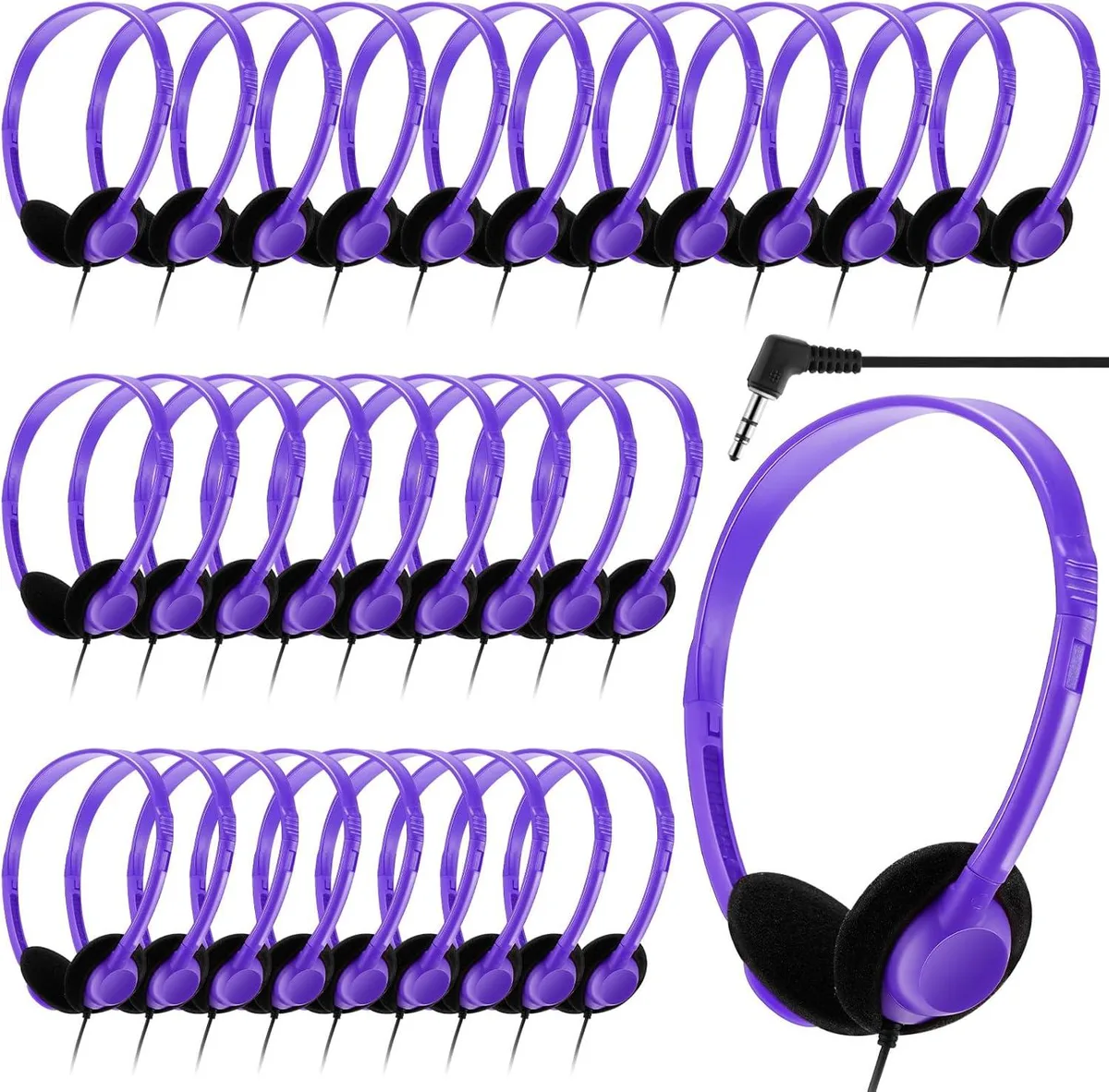 BFKK BFKK 30 Pack Headphones Purple 3.5mm Jack 1.2m Cable — product photo