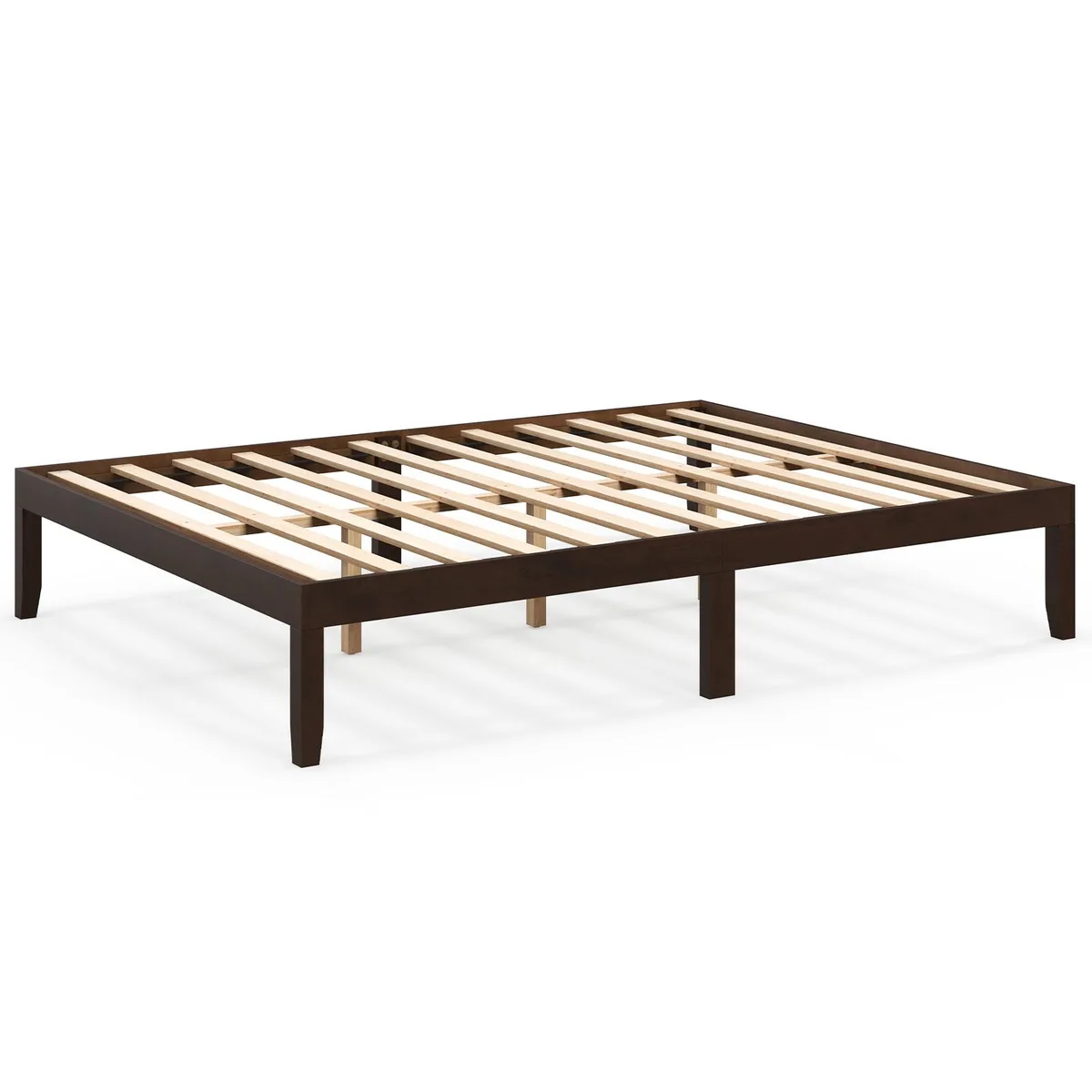 SlickBlue SlickBlue Queen Bed Frame Espresso 82x62x14 12 Slats 10.5" Clearance — product photo