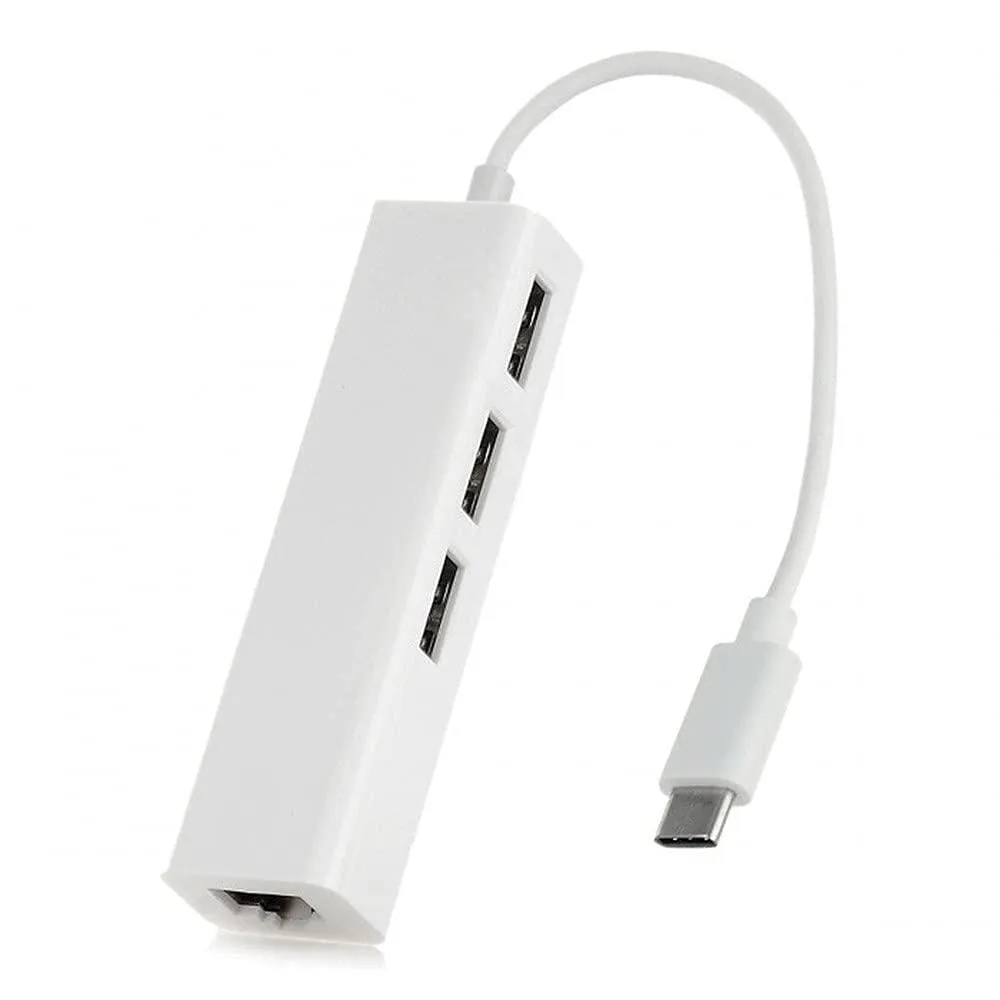 BUCIER BUCIER U3-239-WH-CY-XY USB 3.1 Type-C to 3×USB 2.0 + 100 Mbps LAN — product photo
