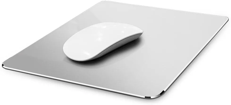 BAOFENG BAOFENG Hard Metal Aluminum Mouse Pad Silver 9.05x7.08 Inch — product photo