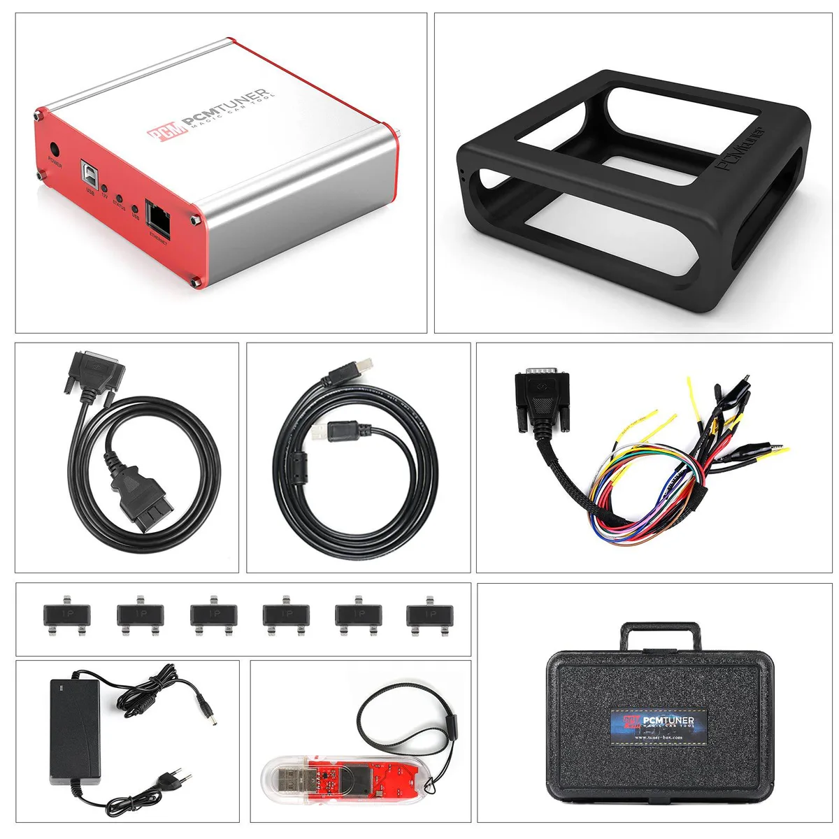 PCMTUNER PCMTUNER ECU Programmer 67 Modules Silicone Case Plastic Carrying Box measurement tool — product photo