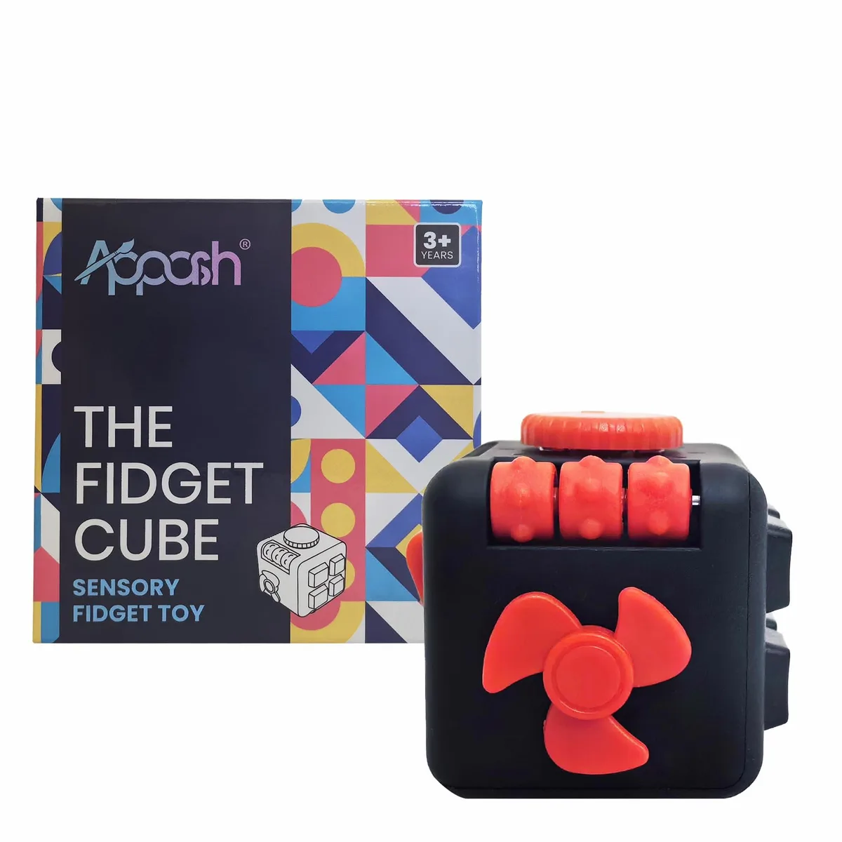  APPASH Fidget Cube 9-in-1 Sensory Desk Toy BlkRed — product photo