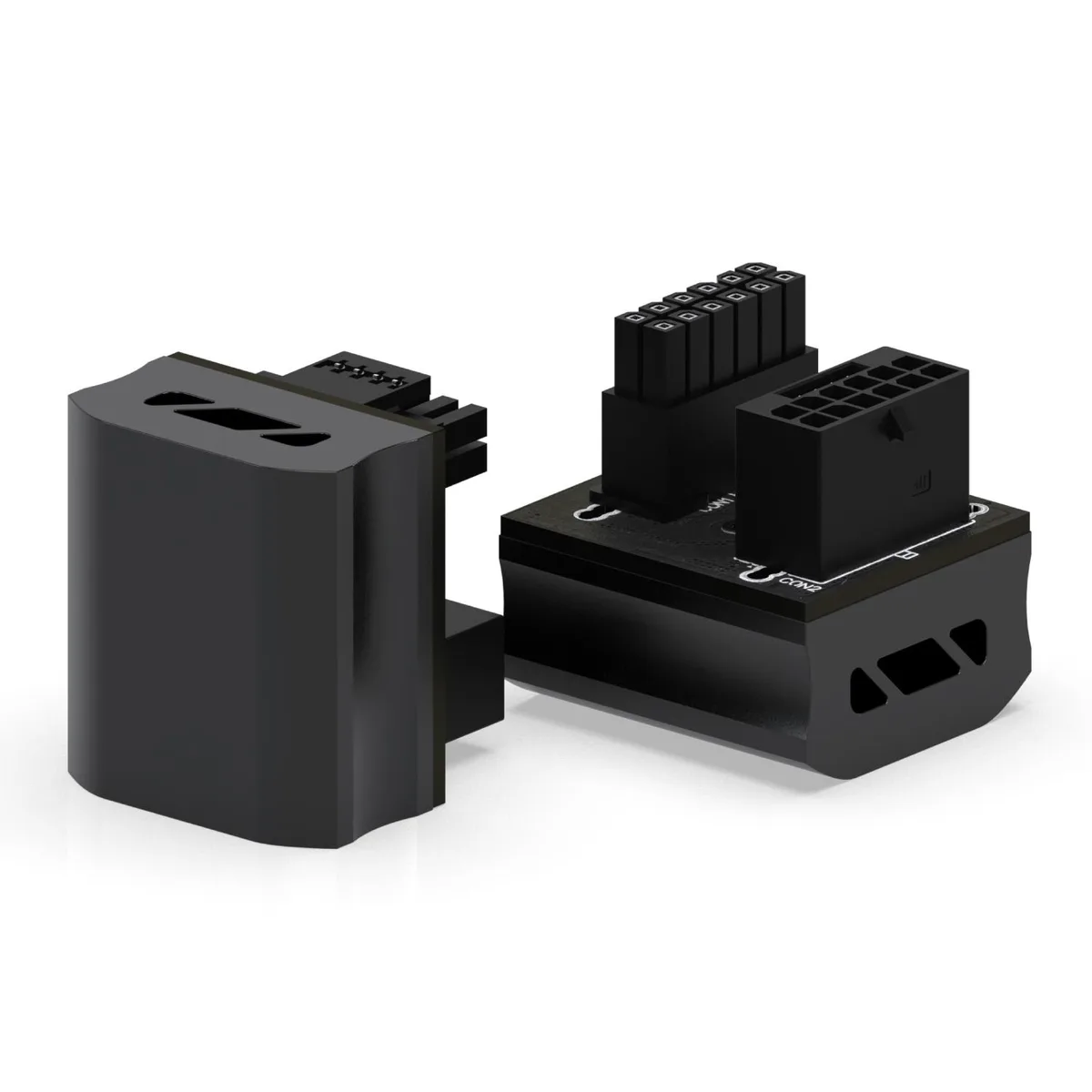 Black 12VHPWR 16-pin 180-degree GPU power adapter with cable ties
