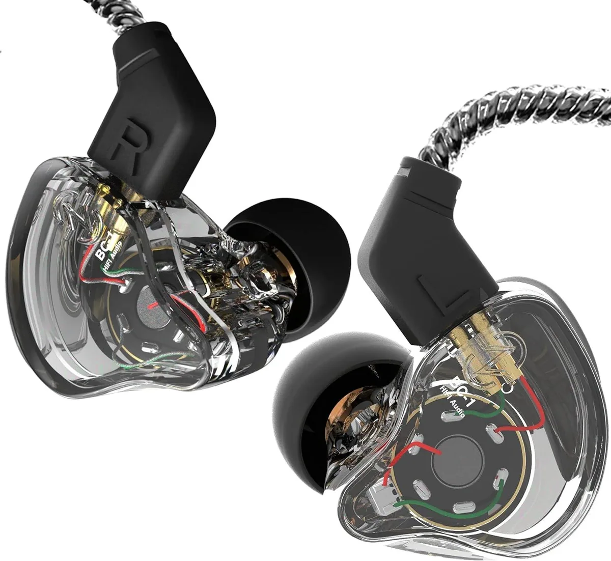 YINGHUA YINGHUA Melody IEM Wired Earbuds 1DD 1BA 4N OFC Clear Black — product photo