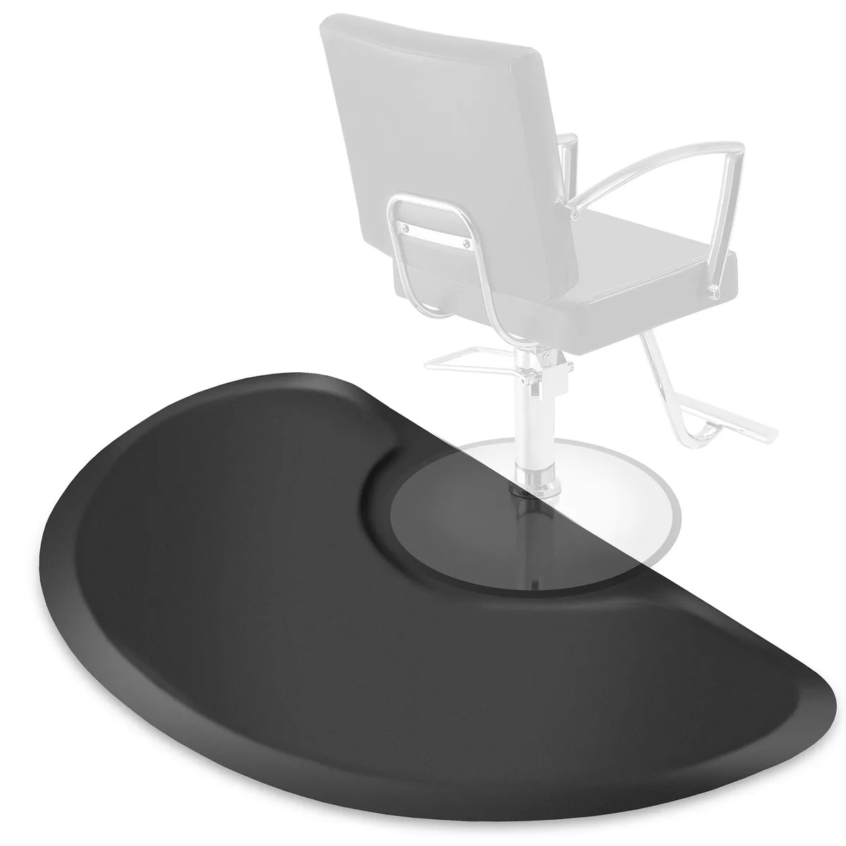 Saloniture Saloniture 3 ft x 4 ft Anti-Fatigue Mat Black Semi Circle 5/8 in Thick — product photo